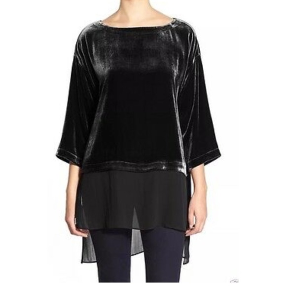 Eileen Fisher Tops - Eileen Fisher Black Velvet Bateau Top Size XS/TP